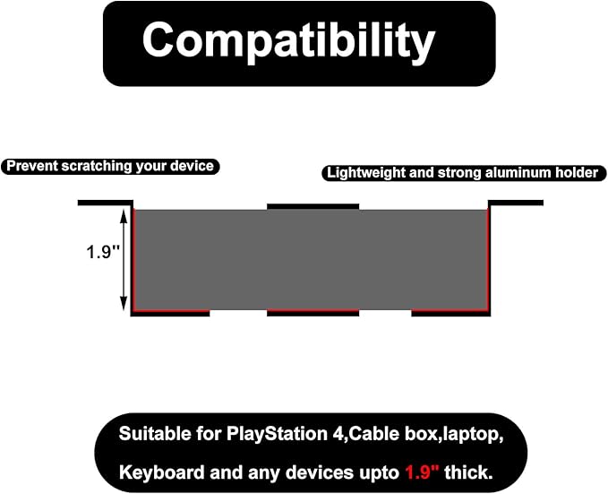 PIAOLGYI Under Desk Laptop Holder Mount with Screw,Bracket Devices Upto 1.9" Under Desk Mount for PS4,Cable Box,MacBook,Laptop & More（3 Pcs）