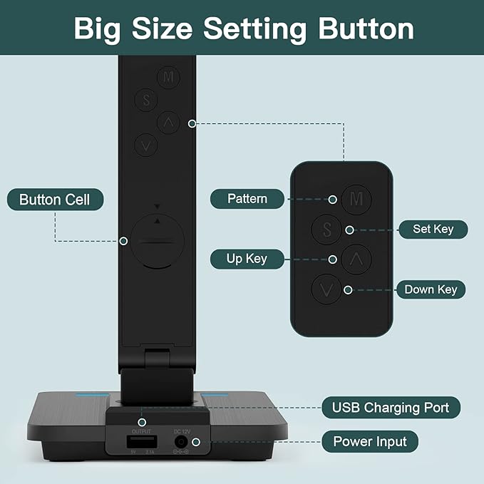 LAOPAO LED Desk Lamp with Wireless Charger: Desk Lamps for Home Office Bedroom, 5 Color Modes & Brightness Dimmable, 2 Night Light