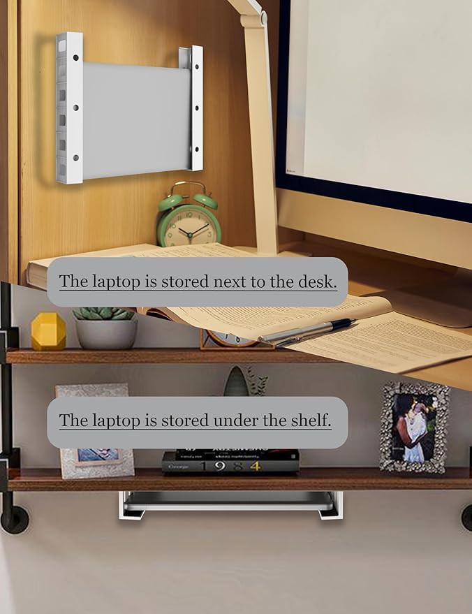 Under Desk Mount Holder or Wall Mount, Fit for Laptop, Keyboard, Routers, Modems, Cable Box, Network Switch and Devices Up to 40mm/1.57in Thick (White)