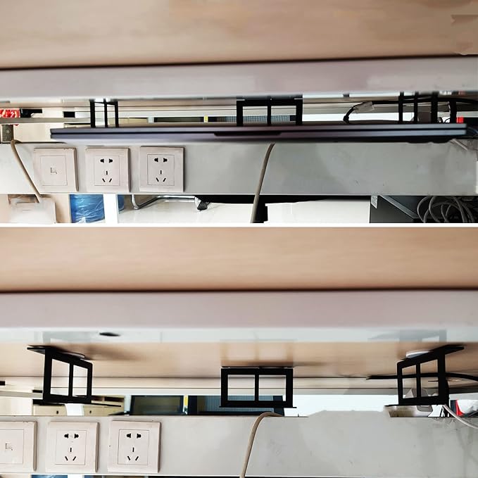 PIAOLGYI Under Desk Laptop Holder Mount with Screw,Bracket Devices Upto 1.9" Under Desk Mount for PS4,Cable Box,MacBook,Laptop & More（3 Pcs）