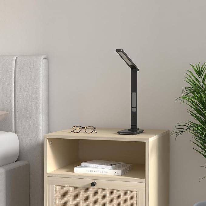 LAOPAO LED Desk Lamp with Wireless Charger: Desk Lamps for Home Office Bedroom, 5 Color Modes & Brightness Dimmable, 2 Night Light