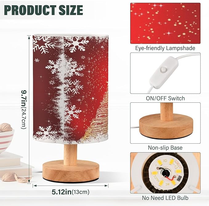 senya Table Lamp Bedside Lamps for Bedroom Nightstand Lamp with USB C Charging Ports and AC Outlet Sparkle Christmas Tree for Living Room Office Desk
