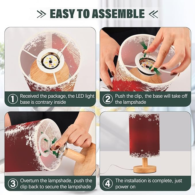 senya Table Lamp Bedside Lamps for Bedroom Nightstand Lamp with USB C Charging Ports and AC Outlet Sparkle Christmas Tree for Living Room Office Desk